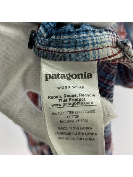 patagonia 半袖シャツ 17年製 シアサッカーチェックシャツ XXL