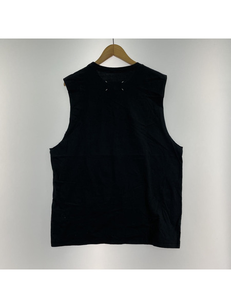 MAISON MARGIELA 19SS プリントノースリーブカットソー 46 ブラック