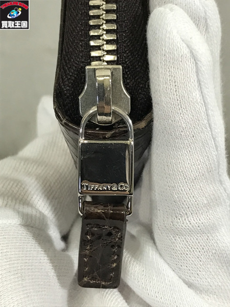 Tiffany＆Co.　クロコダイルレザー ラウンドファスナーウォレット