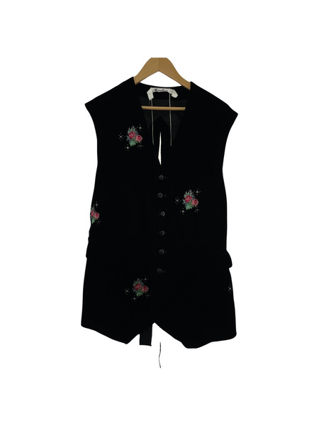 Midorikawa/23AW/Velvet Embroidery Vest/FREE/ブラック[値下]