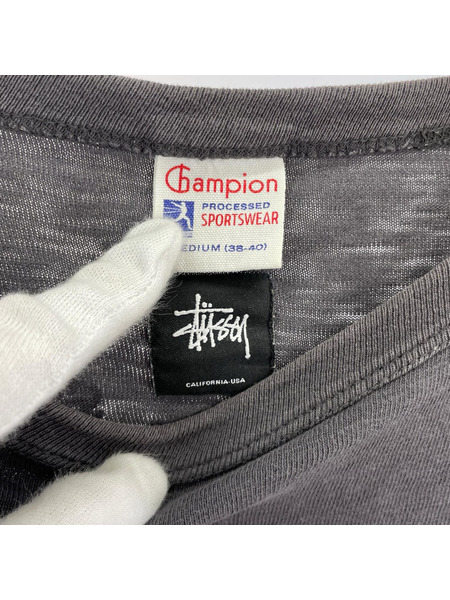 STUSSY 半袖Tシャツ・カットソー CHAMPION/ランタグ/ツイストガール/黒/M