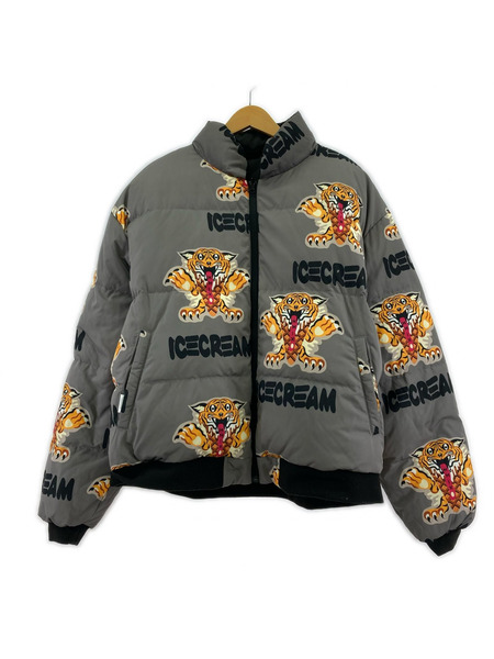 ICECREAM 虎柄 リバーシブルダウンジャケット L ブラック