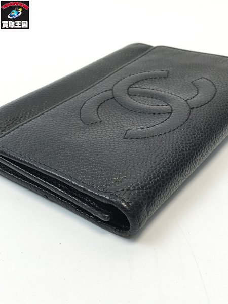 CHANEL シャネル コンパクトウォレット キャビアスキン ブラック