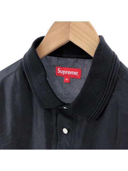 Supreme SILK 100% S/S POLO JACUARD LOGO BLACK SIZE:M