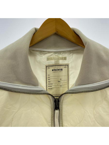 ジャケット etsinta/リメイクスタンドカラージップジャケット/アイボリー