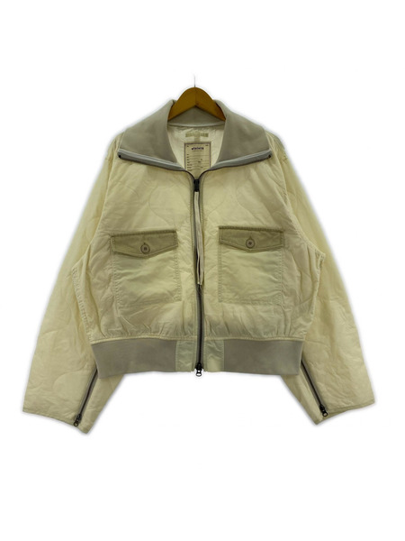 ジャケット etsinta/リメイクスタンドカラージップジャケット/アイボリー