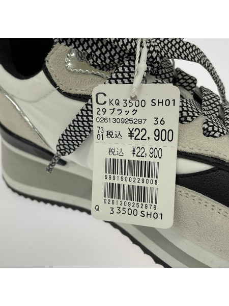 スニーカー SCOTCLUB ウェッジソールスニーカー 白黒 (36)