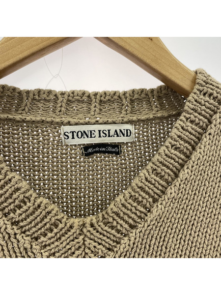 STONE ISLAND Vネックコットンニット L ベージュ