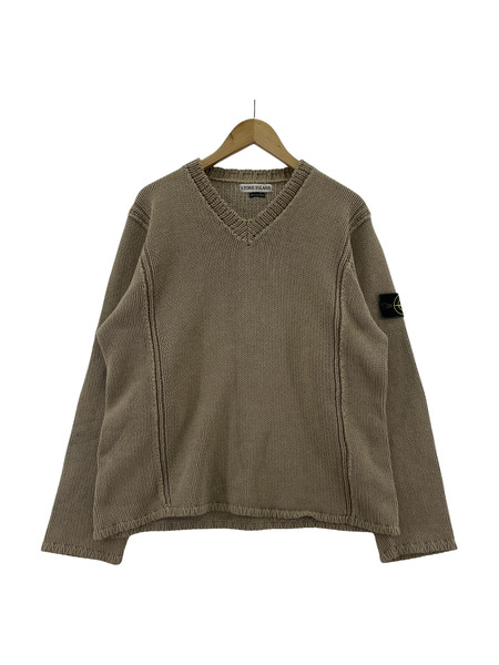 STONE ISLAND Vネックコットンニット L ベージュ