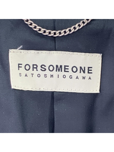 テーラードジャケット・ブレザー FORSOMEONE レザー切替 チェック セットアップ (46)[値下]