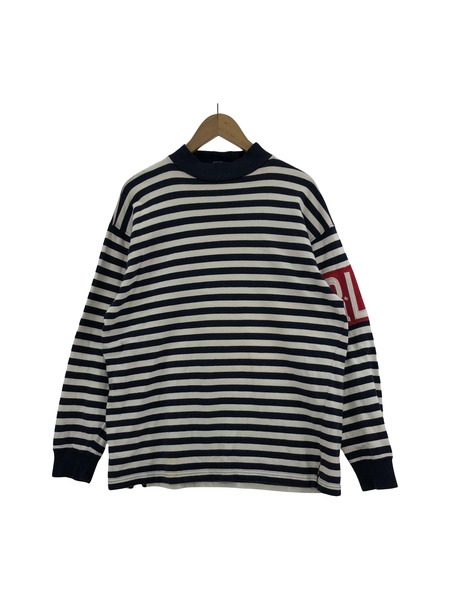 POLO RALPH LAUREN モックネック ボーダーカットソー (M) 白紺