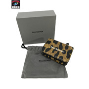 BALENCIAGA コンパクトウォレット 3つ折り エブリデイ レオパード 茶黒