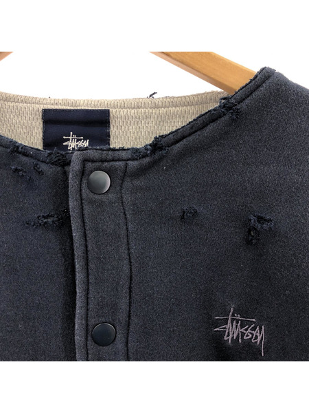 STUSSY 00s スナップスウェット M ネイビー