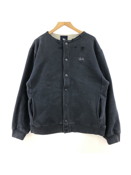 STUSSY 00s スナップスウェット M ネイビー