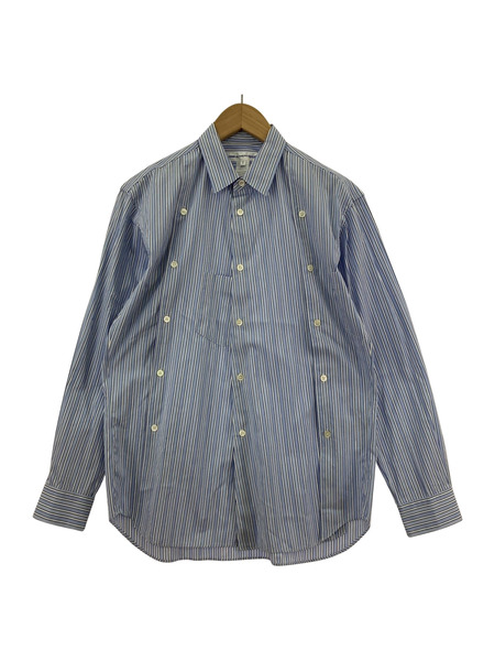 COMME des GARCONS SHIRT stripe poplin 変形LSストライプシャツ S ブルー