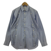 COMME des GARCONS SHIRT stripe poplin 変形LSストライプシャツ S ブルー