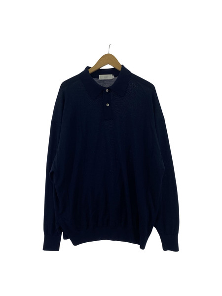 Graphpaper High Gauge Knit Oversized L／S Polo F ネイビー