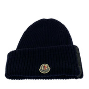 MONCLER ニットキャップ 2ライン カシミヤ混 紺