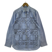 COMME des GARCONS SHIRT フロントデザインLSストライプシャツ M ブルー