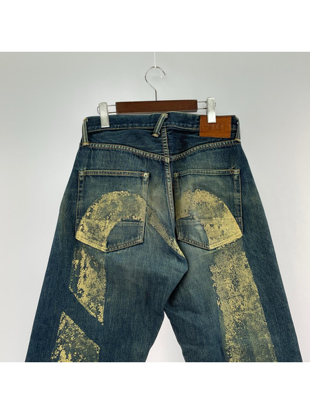 EVISU デニム・ジーンズ ビンテージ加工 ビッグカモメ デニムパンツ (W32)