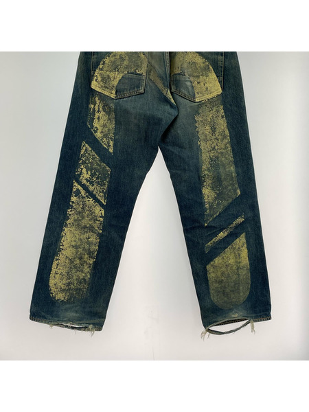 EVISU デニム・ジーンズ ビンテージ加工 ビッグカモメ デニムパンツ (W32)