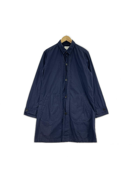 MANUAL ALPHABET 長袖シャツ ロングシャツ サイドポケット 紺（2）