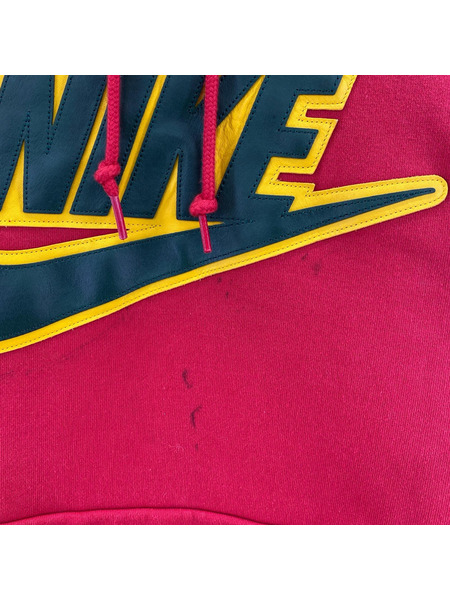 Supreme パーカー ×NIKE 19AW Leather Appkique Hooded (S) 赤
