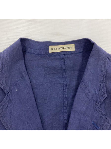 ISSEY MIYAKE オールド リネンテーラードジャケット ネイビー