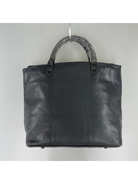 ハンドバッグ HARVESTLABEL 髭 レザー トートバッグ BLK