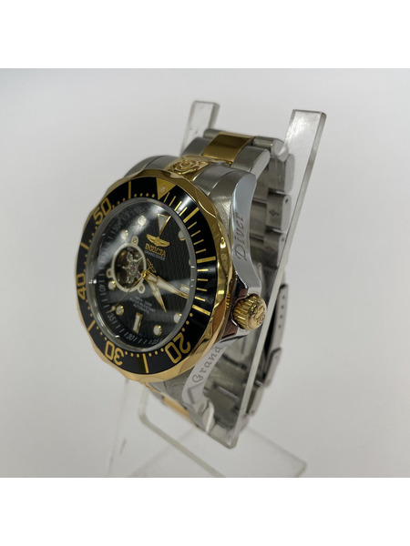 INVICTA プロダイバー自動ブラックテクスチャードダイヤル2トーンステンレススチールウォッチ