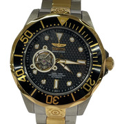 INVICTA プロダイバー自動ブラックテクスチャードダイヤル2トーンステンレススチールウォッチ