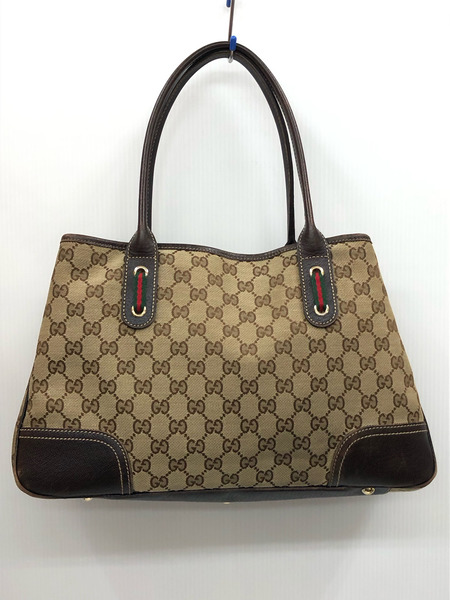 GUCCI プリンシーライン リボン/GG柄 トートバッグ 163805 ※状態考慮