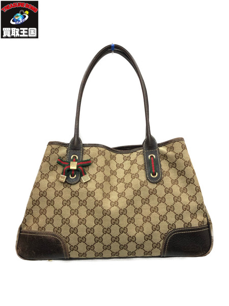 GUCCI プリンシーライン リボン/GG柄 トートバッグ 163805 ※状態考慮