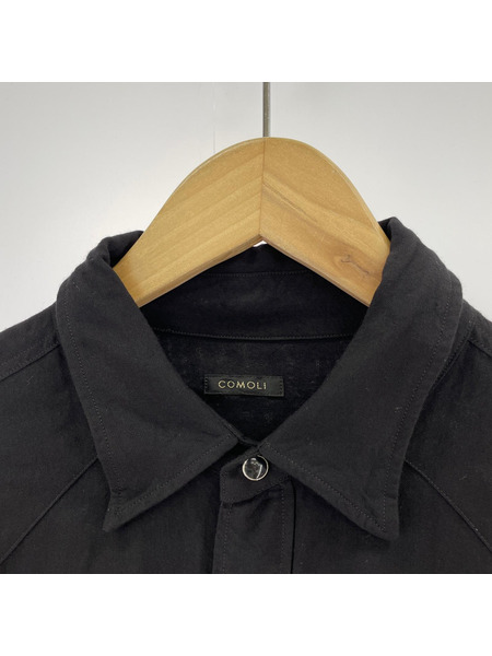 COMOLI 25SS レーヨンウエスタンシャツ 2 黒 B01-02003