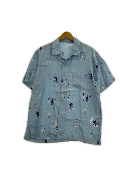 Porter Classic 半袖シャツ 半袖 レーヨン シャツ ブルー M