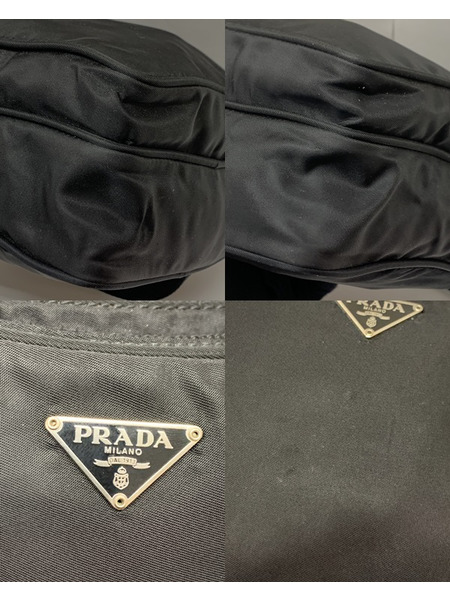 PRADA ロゴプレート ショルダーバッグ BLK ダメージあり プラダ ナイロンバッグ