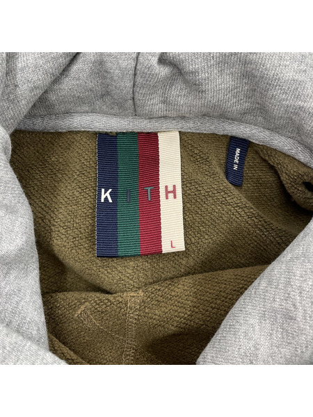 KITH TWO-TONE WILLIAMS II HOODIE POパーカー L オリーブグレー