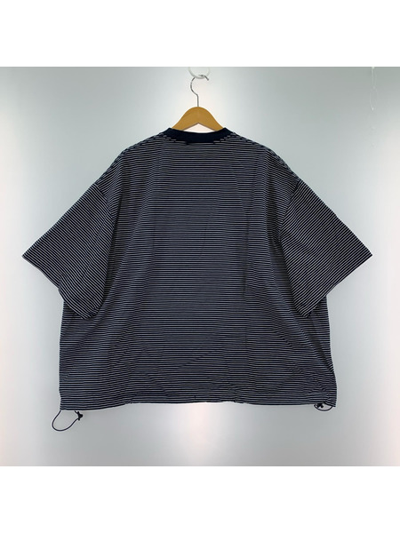 is-ness BALLOON SHORT SLEEVE T-SHIRT 紺 ボーダー (M)