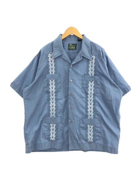 Guayabera by HABAND OF PATERSON キューバシャツ(2XL) ブルー