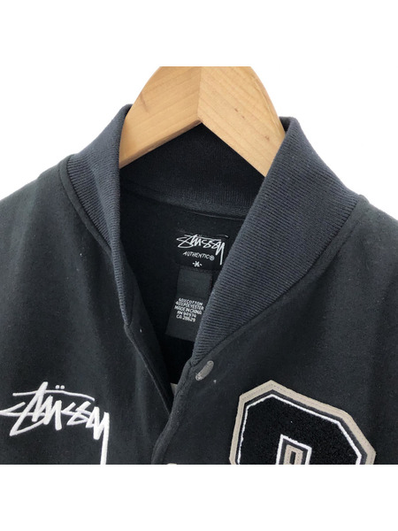 00s~ STUSSY GEAR Sロゴワッペン スウェットスタジャン M 黒