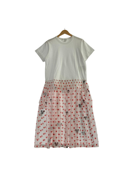COMME des GARCONS 半袖ワンピース DISNEY/ミッキー×ドット/AD2021/白/M