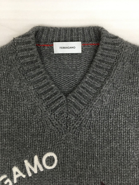 FERRAGAMO メンズラグ衣料 SF☆IT/V NECK FLORAL KNIT/Vネックニット/S