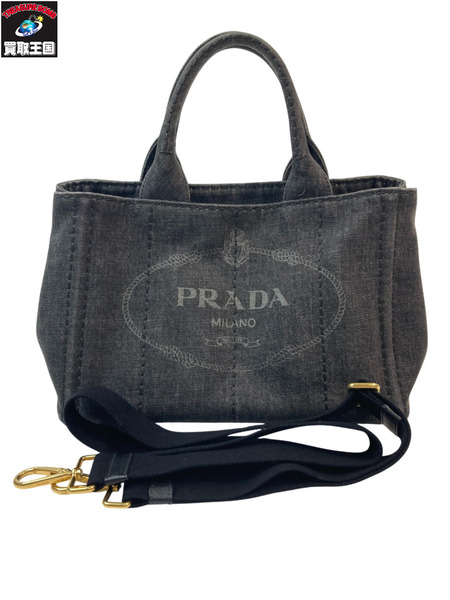 PRADA プラダ カナパ ハンドバッグ ブラック デニム 