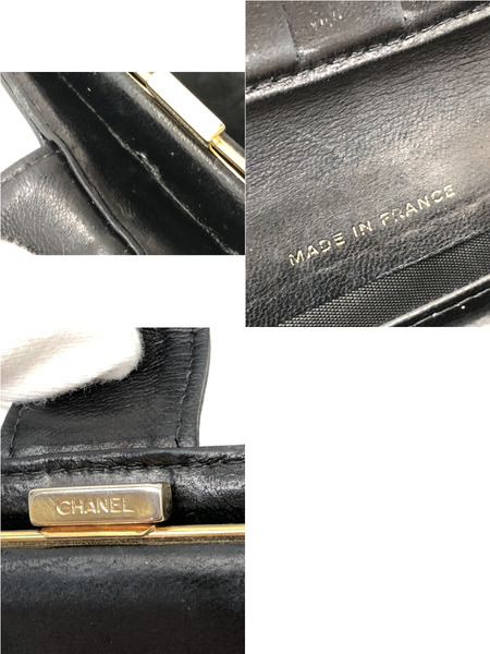 シャネル がま口長財布 財布 キャビアスキン ブラック