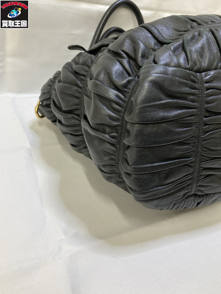 PRADA プラダ BN1336 ギャザー2WAYショルダーバック レザー ナイロン ブラック