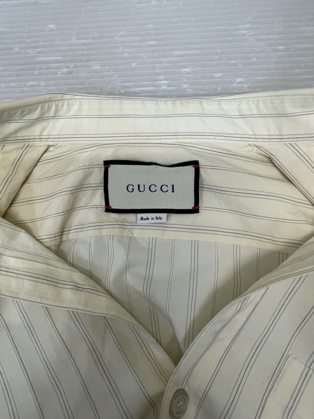 GUCCI オーバーサイズ ストライプシャツ 48 アイボリー