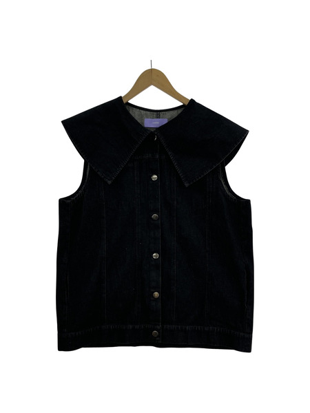 wee9s vintage like big collar denim vest