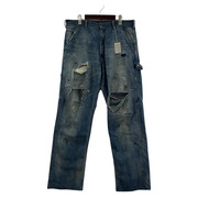 24SSDENIM PANTS PAINTERコットンダメーシ加工デニムペインターパンツ（L）