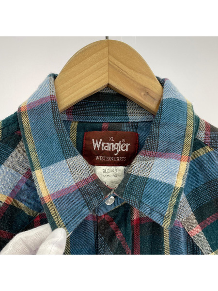 Wrangler 長袖シャツ 80s USA製 ウエスタンネルシャツ (XL)