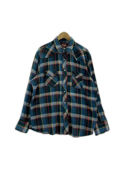 Wrangler 長袖シャツ 80s USA製 ウエスタンネルシャツ (XL)